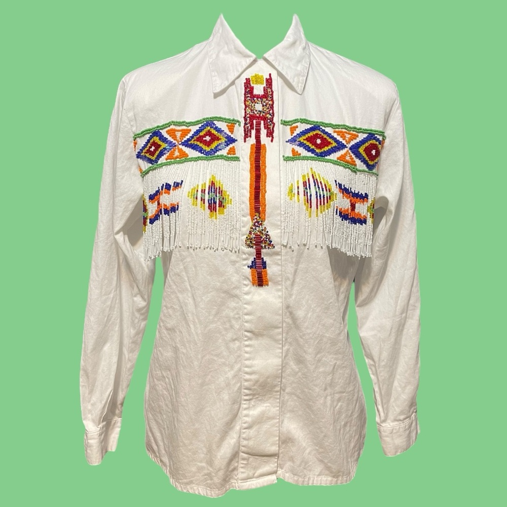 Cedars Vintage Beaded Fringed Shirt!